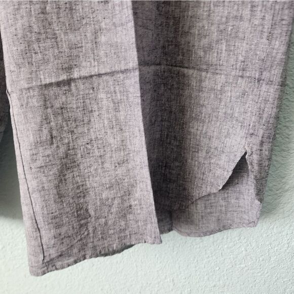 Cynthia Rowley Gray Linen Blend Crop Wide Leg Pants - Picture 5 of 12